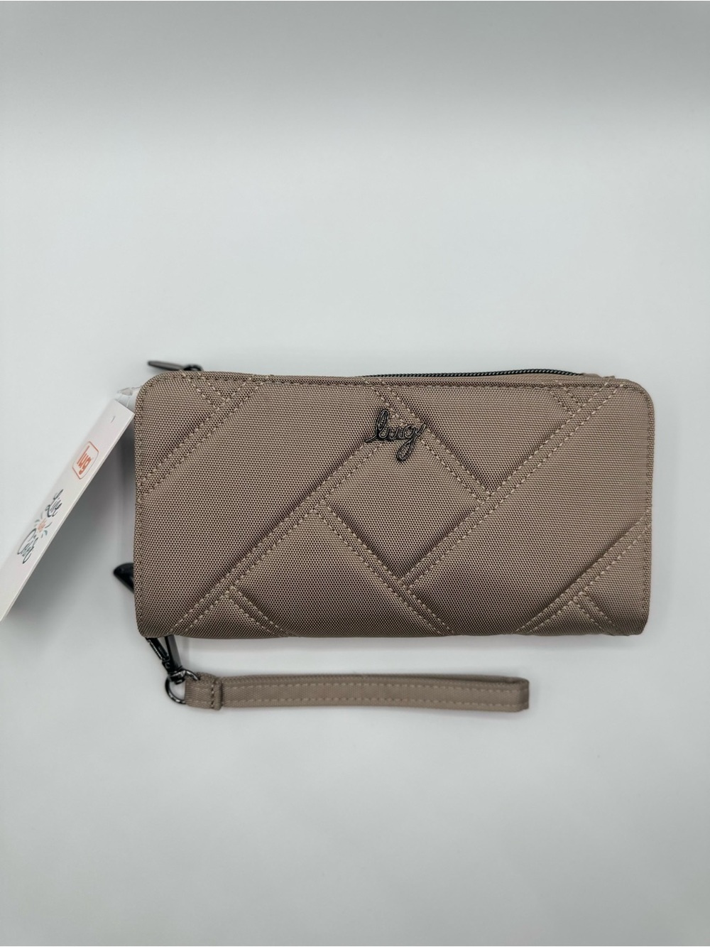 Lug Arabesque Ultra-X Zip RFID Wristlet Wallet in Sand Taupe NWT